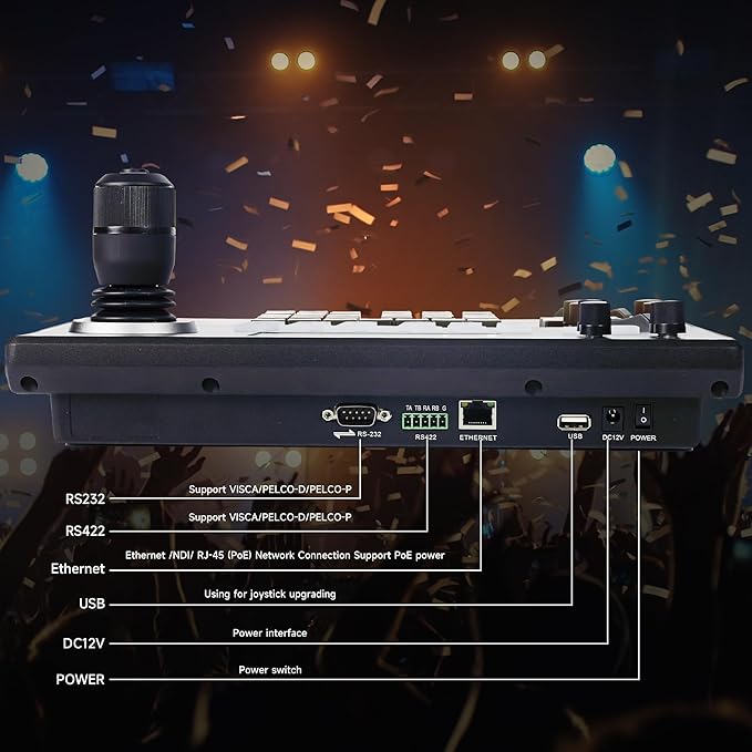 Tenveo PTZ Camera and Controller Bundle- 12X 4K PTZ Camera with HDMI/USB3.0/LAN(PoE) and PTZ Controller Joystick Keyboard Controller for Church Worship Services Live Streaming Conference