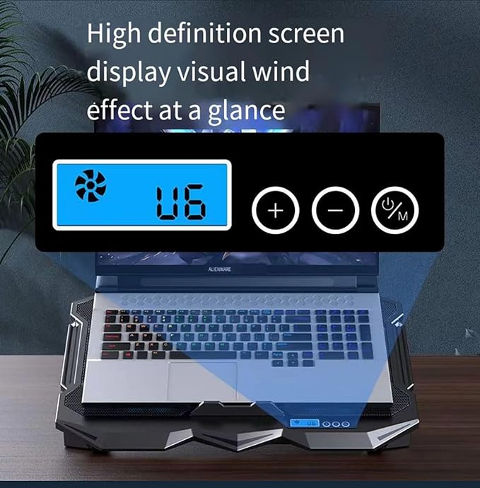 Laptop Cooling pad for Dell Inspiron 5481 Gaming laptops Laptop Cooler with 4 Fans LCD Display Screen 4 Height 2 USB-A Port Laptop Stand