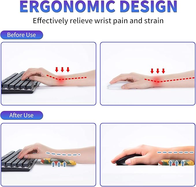 Large Mouse Pad Set Desk Mat + Elbow Rest Pad + Coaster Easy Typing Pain Relief Ergonomic Arm Rest Pad with Memory Foam Extended Desk Pad Anti-Slip Rubber Base for Office Home Autumn Cat