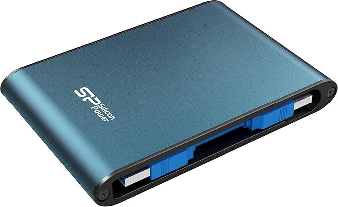 Silicon Power 1TB Rugged Portable External Hard Drive Armor A80 Waterproof USB 3.0 for PC Mac Xbox and PS4 Blue