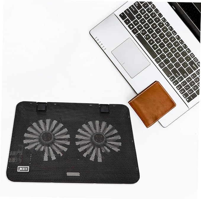 6-inch Adjustable Heat Dissipation Laptop Cooling Stand with Large Fan Notebook Computer Cooling Holder for Gaming and Office Use Black