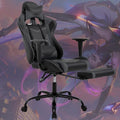 Gaming Chair Computer Chair Ergonomic Gaming Chair with Footrest Reclining High Back Video Game Chair with Lumbar Support Headrest Armrest Swivel Seat for Women Men (Grey)