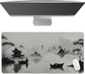 Sweet Jojo Designs Large Mouse Pad (Black and White Traditional Japanese) Desk Mat for Keyboard and Mouse Pads Gaming Mousepad Office Desk Accessories for Men &amp Women (Grey Asian Ink Wash Japa