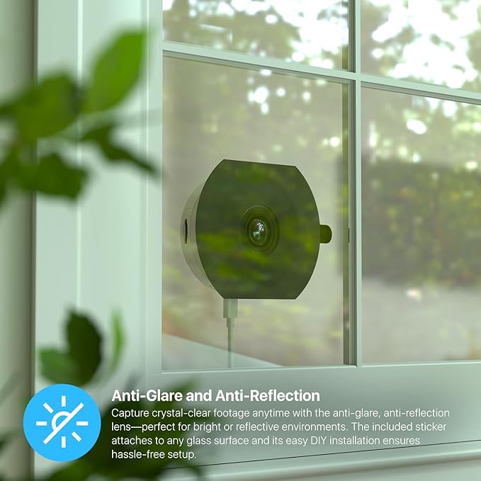 Amcrest Link 3MP 2K Window Camera 2.4GHz&amp5GHz WiFi Indoor Camera AI Human &amp Motion Detection Wide Angle 100° FOV Night Vision 2-Way Audio Wired Power Supports MicroSD Upto 128GB