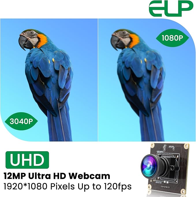 ELP 1080P 120fps USB Camera Module for Computer 11.6mp Lightburn Camera Mini UVC USB2.0 High Speed PC Camera Wide Angle USB Security Web Camera Board for Laptop (100° no Distortion Lens)