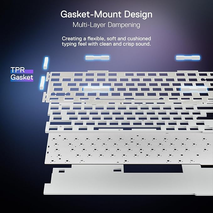 Redragon K673 PRO 75% Wireless Gasket RGB Gaming Keyboard 3-Modes 81 Keys Compact Mechanical Keyboard Hot-Swap Socket Dedicated Knob Control and Sound Absorbing Pads Linear Red Switch
