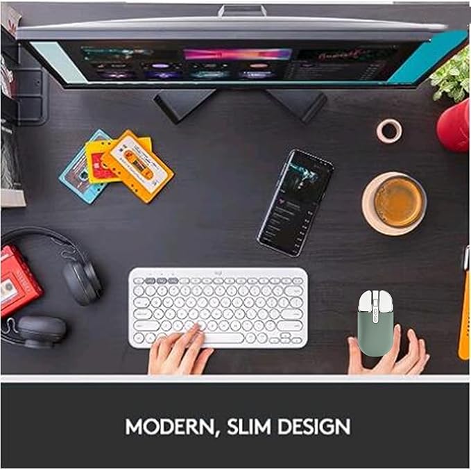 YOCUNKER Wireless Mouse 2.4G Rechargeable Silent Slim Computer Mouse with USB Receiver 3 DPI Back to Desktop Button Cordless Mice for PC Laptop Computer Desktop Windows Mac OS Office (Green)