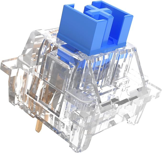 OUTEMU Crystal Blue Keyboard Switch with Dustproof StemClickers for 3D Prints3-Pin Clicky Pre-Lubed for Mechanical Gaming Keyboard with 3 Kailh Box Clicky Switches(105+3Pcs)
