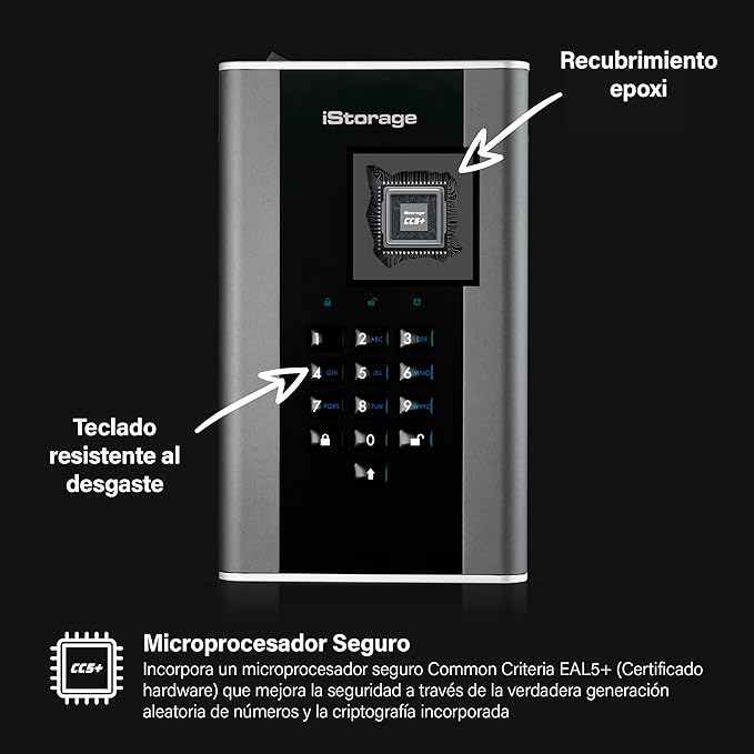 iStorage diskAshur DT2 256-bit 10TB | FIPS Level 3 Certified | Secure encrypted Desktop Hard Drive | Password Protected