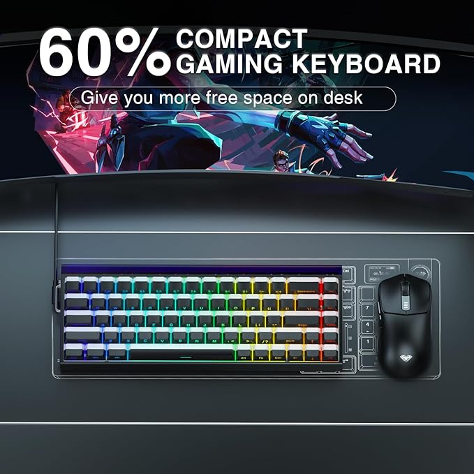 AULA Hero 68 HE 60% Gaming Keyboard Wired Hall Effect Magnetic Switch Keyboard with 8K Hz Polling Rate Side Printed PBT Keycaps RGB Backlit Light Box Customizable Web Software for PC/Mac Gamers