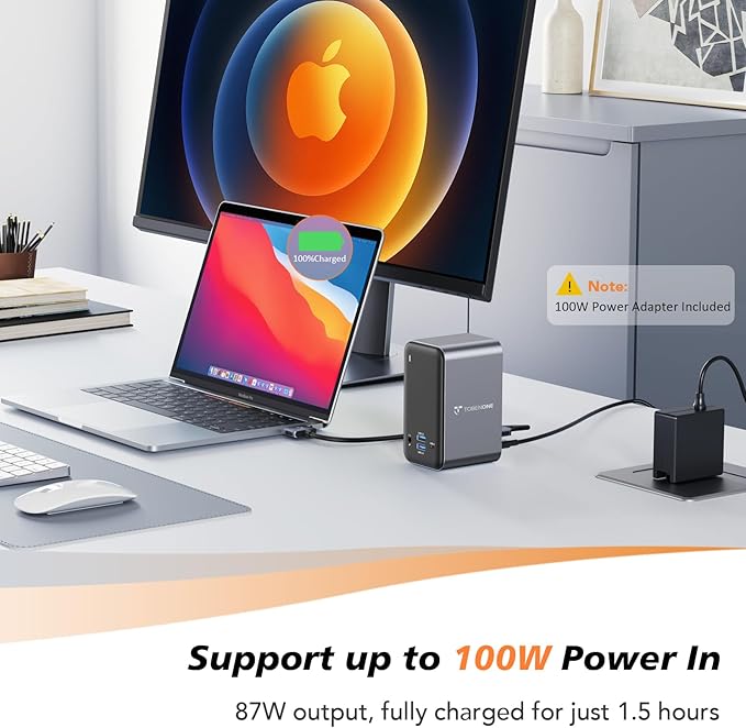 TobenONE 16-in-1 MacBook Docking Station with 100W Power Adapter Dual HDMI 7 USB Gigabit RJ45 SD&ampMicro SD PD 3.0 Mac Docking Station for Creative Professionals &amp Home Working