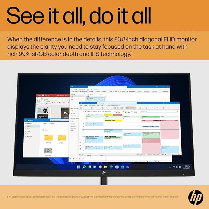HP Monitor 24 Inch E24 G5 24 Inch Monitor 1920x1080 Resolution 16:9 Widescreen HDMI &amp VGA Ports Energy-Efficient Design with High Speed HDMI Cable Ideal for Home &amp Office Use