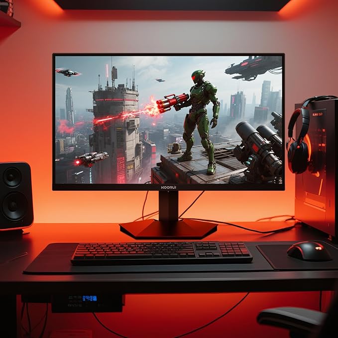 KOORUI 24.5 Inch Gaming Monitor 200Hz 1ms FHD(1920 * 1080p) IPS Display HDR400 90% DCI-P3 Color Gamut with Adaptive Sync HDMI &amp DP Port Black G2511P