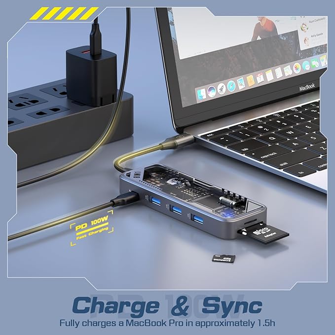 MicroPack USB C Hub 8-in-1 with 100W PD Charging 4K@60Hz HDMI Gigabit Ethernet 3 USB 3.2 5Gbps SD/TF Card Reader Aluminum USB-C Multiport Adapter for MacBook Pro/Air iPad Laptop