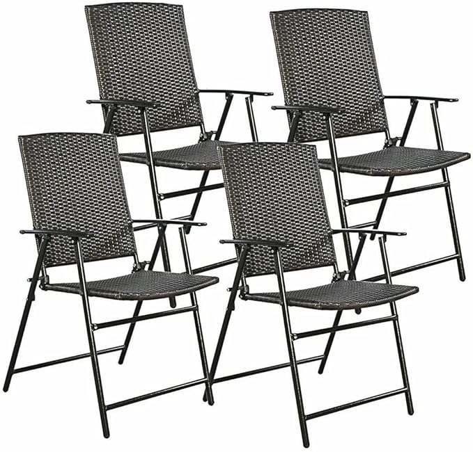 Office Chair Gaming Chair Computer Chair 4 Piece Brown Folding Chair Furniture Outdoor Indoor Camping Garden Pool