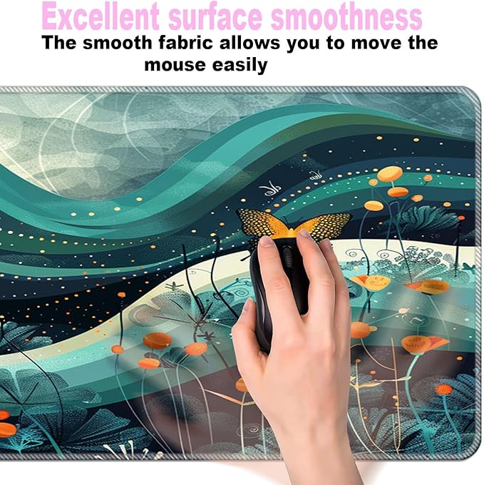 Keyboard Wrist Rest SetMemory Foam Wrist Support Mouse Pad31.5x11.8 Desk Mat for Comfortable Typing &amp Pain ReliefNon-Slip Base for Office &amp Home Use - Flower and Butterfly