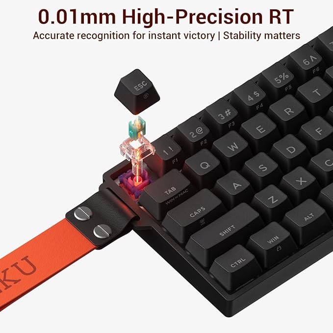 Hexgears HK-K22 65% Gaming Keyboard WiredHall Effect Magnetic Switch Keyboard with Adjustable ActuationFast Trigger Mode8KHz Polling Rate0.125ms LatencyShinethrough PBT Keycaps RGB Backlit-Black