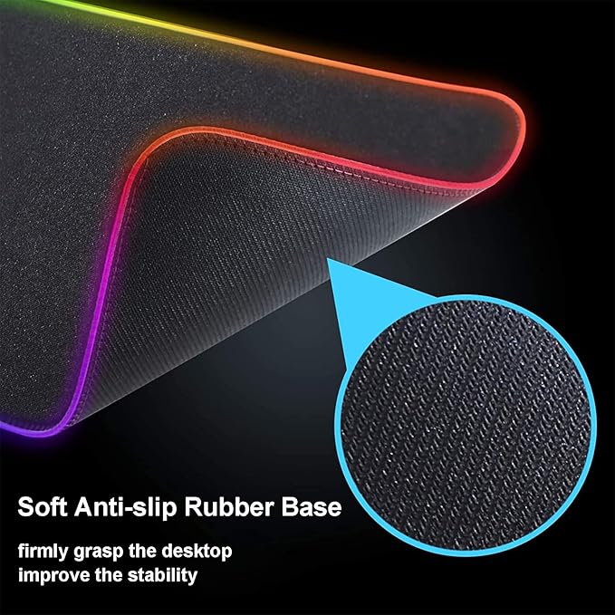Large Gaming RGB Mouse Pad Custom Mouse Pads Mousepad with Non-Slip Rubber Base and Stitched Edges Mouse Mat Big Desk Pad for Computer Keyboard Office Desk Mat for Desktop31.5x15.7 Inch