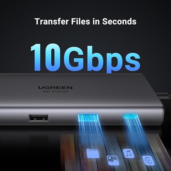 UGREEN Revodok Pro 109 USB C Hub 9 in 1 10Gbps USB C 3.2 &amp USBA 3.2 4K HDMI 100W Power Delivery SD/TF Card Reader Gigabit Ethernet for MacBook Pro/Air iPhone 16 15 Pro/Max Thinkpad and More