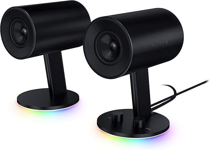 Razer Nommo Chroma - Computer Speakers Rear Bass Ports for Full Range Gaming &amp Sound Immersion - Custom Woven Glass Fiber 3in Drivers (Renewed)
