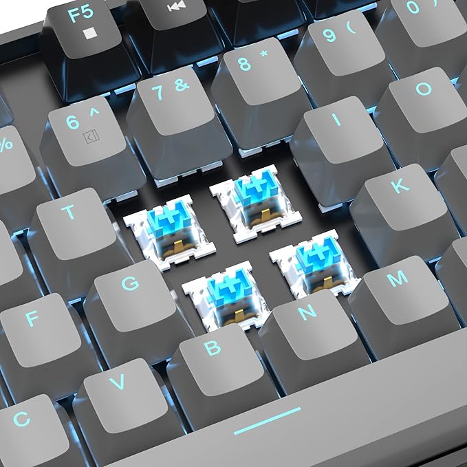 MageGee 75% Mechanical Gaming Keyboard Blue Switch LED Backlit 87 Keys Compact TKL Wired Computer Keyboards for Windows Laptop PC Gamer - Grey/Black