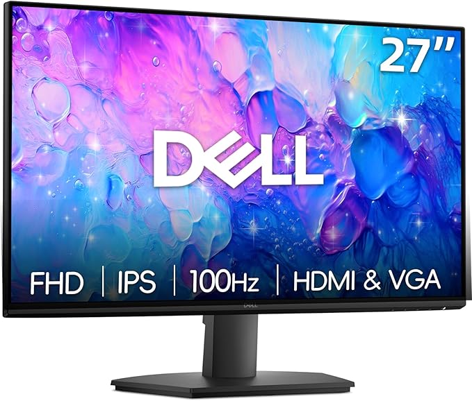 Dell 27 inch Monitor LED FHD - 100Hz Refresh Rate 1500:1 Contrast Ratio AMD FreeSync - VESA IPS Anti-Glare Tilt Adjustability HDMI &amp VGA Black