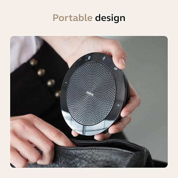 Jabra Speak 510 (2025 Edition) Portable Wireless Bluetooth Speaker with Link 370 USB Adapter for Meetings and Calls with Crystal-Clear Sound Works with Microsoft Teams Black