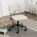 Adjustable Office Computer Chair with Armrest Office Chairs Office Furniture Home Soft Cushion Computer Armchair Lift Swivel Gaming Chair(Off White-armrest)