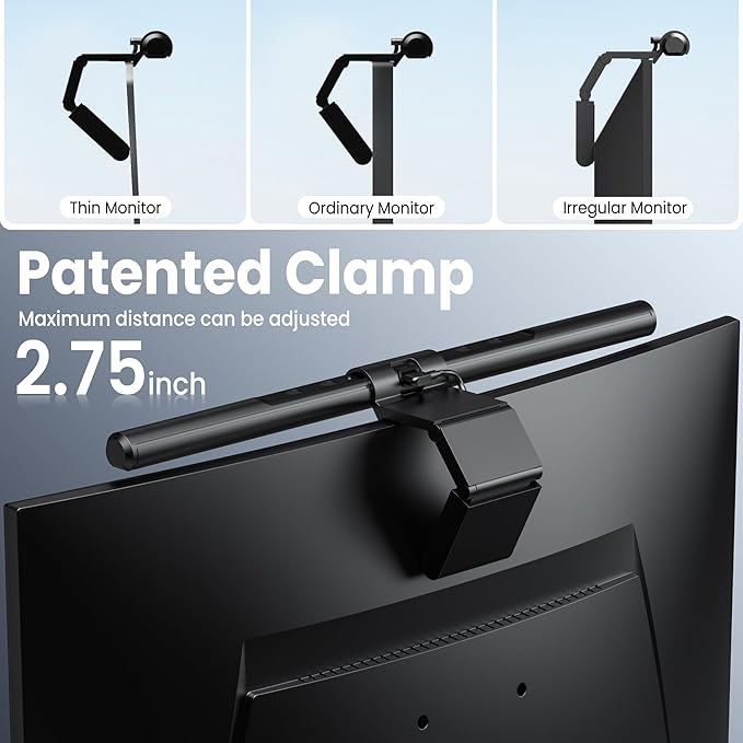 Quntis Computer Monitor Lamp Screen Monitor Light Bar for Eye Caring USB Reading LED Task Lamp with Auto-Dimming Dimmable Light Bar Touch Control No Glare Space Saving Home Office Desk Lamps