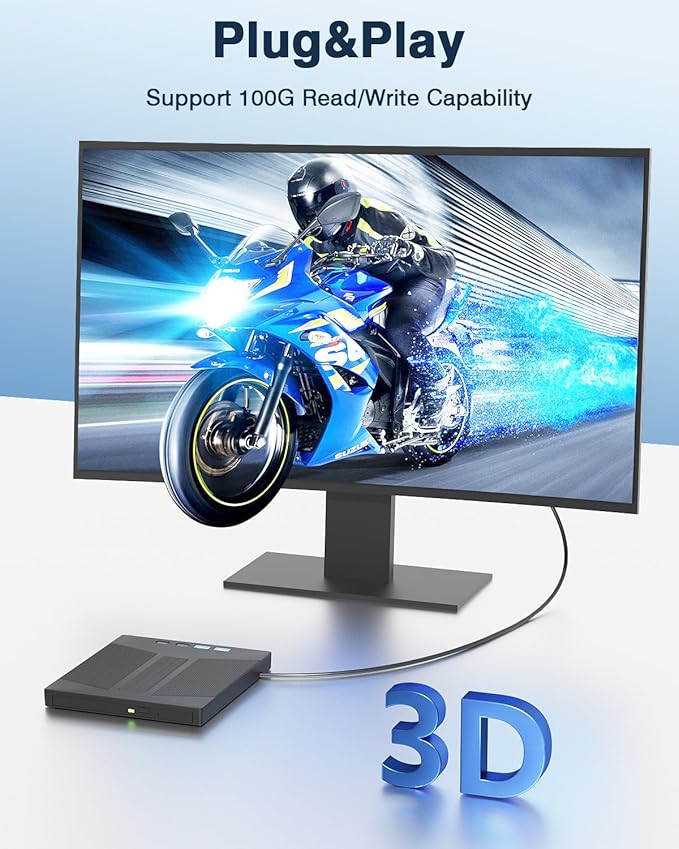 7-in-1 External Blu Ray DriveUSB 3.0&ampType-C External Bluray/DVD Burner &amp SD/TF Card ReaderSupport 100G Disc R/W for PC External Bluray Drive Compatible with Windows Mac Linux Laptop Desktop