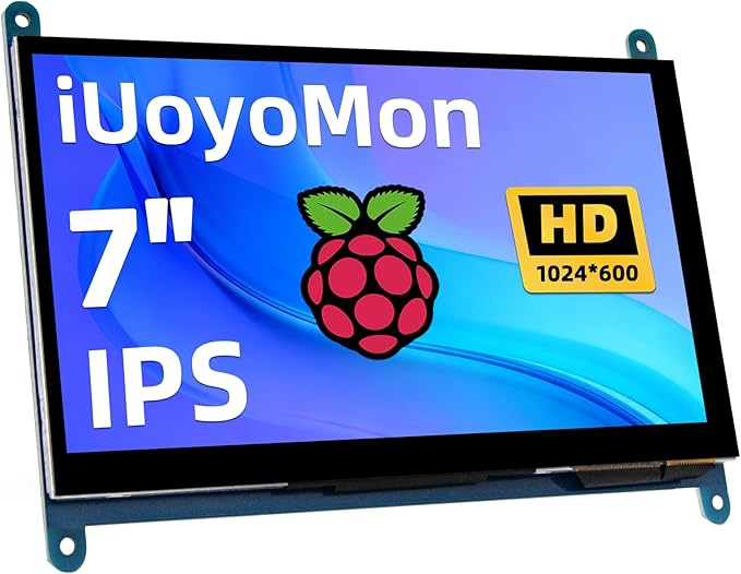 7 Inch Screen for Raspberry Pi 1024×600 IPS HDMI Capacitive Screen LCD Display Mini Portable Monitor Compatible with Raspberry Pi 5/4/3 BB Black Banana Pi Win11/10/8/7 (Non-Touch)