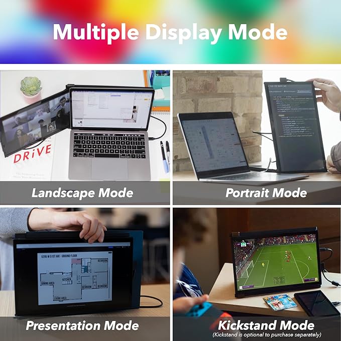 Duex Plus DS Laptop Screen Extender13.3 FHD 1080P IPS Laptop Monitor ExtenderUSB Type-C/HDMI Plug and Play Portable Monitor for 13-14.5 LaptopsSupport Windows/Mac/Android/Switch Compatible