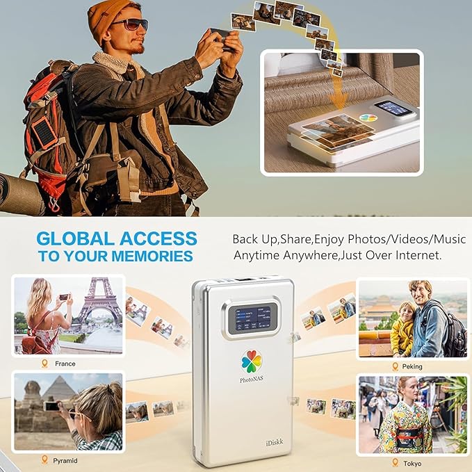 iDiskk 1TB Family &amp Personal NAS Photo Storage – Auto Backup Photos/Videos for iPhone iPad PC Mac Android Real-Time Sync for Shared &amp Personal Digital Storage