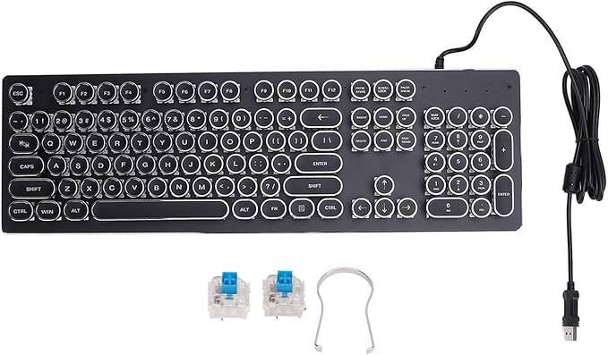 Vikye RGB Backlit Gaming Keyboard 104 Keys Blue Switch Mechanical Keyboard with Multimedia Shortcut Keys Ergonomic Design for 7 8 10 for OS X PC Laptop (Black)