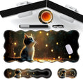 Large Gaming Mouse Pad Keyboard Wrist Rest Pad &amp Wrist Support Mousepad Set Stitched Edge Extended Non-Slip Base Memory Foam Desk Mat for Office HomeCute Kitten