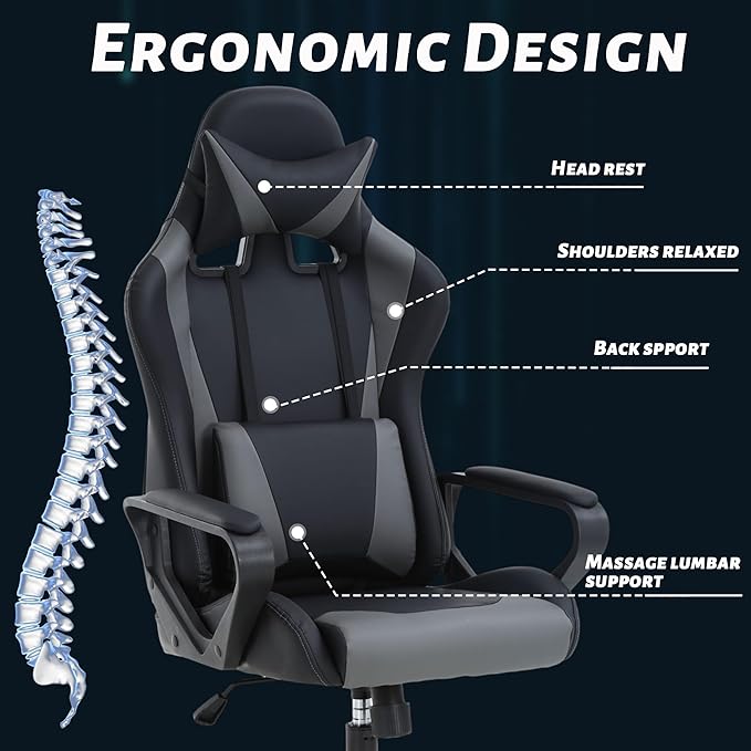 Cheap Gaming Chair PC Chair Ergonomic Office Chair Computer Chair Video Game Chairs for Kids Silla Gamer Chair with Headrest and Lumbar Support Massage Chair Gaming Chairs for Adults Comfy Chair