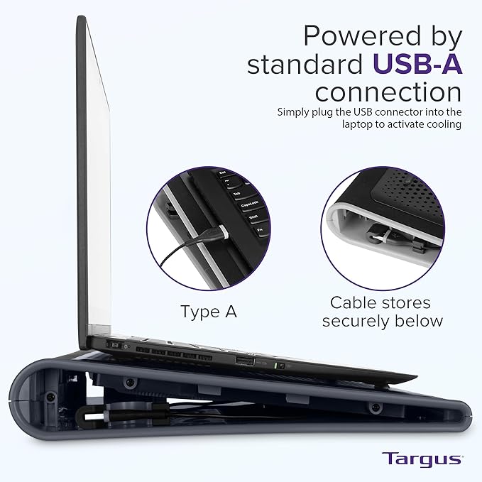Targus 17 Inch Dual Fan Lap Chill Mat - Soft Neoprene Laptop Cooling Pad for Heat ProtectionFits Most 17 Laptops and Smaller - USB-A Connected Dual Fans for Heat Dispersion (AWE55US)(Pack of 8)
