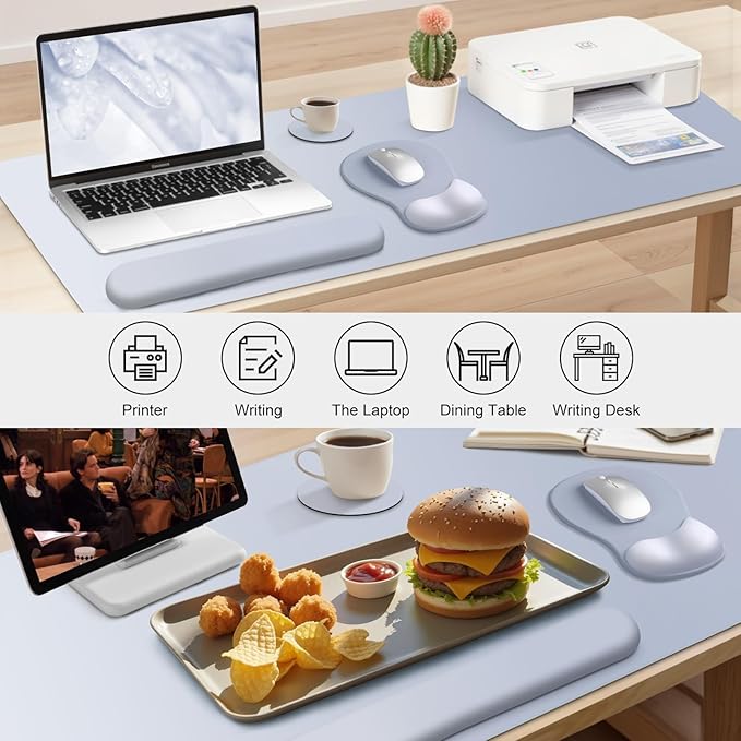 4-in-1 Large Gaming Mouse Pad Keyboard Wrist Rest Pad &amp Wrist Support Mousepad Set Extended Desk Pad Waterproof Desk Mat Protector for Home Office Decor Study Game 35.4×15.7 Inches I Gradient Gr