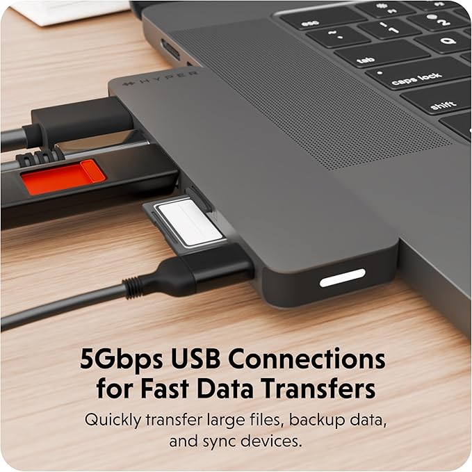 HyperDrive Next 6 Port Universal USB C Hub — 6 Port USB Hub for Seamless Laptop Connectivity w/ 4K60Hz 100W Power Delivery Ultra-Fast Data Transfer EcoSmart — Form-Fitting for MacBook &amp PC