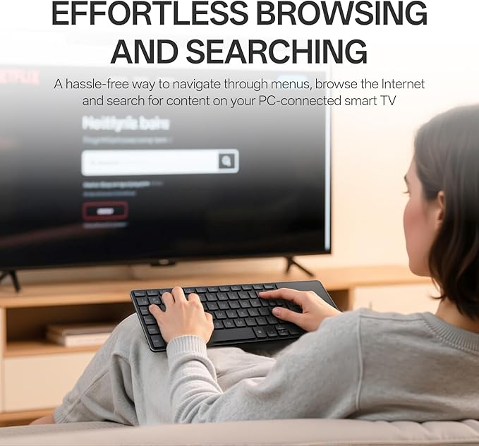 Rapoo Portable Wireless Keyboard with Touchpad Multi-Device HTPC Keyboard for PC-Connected TV/Tablet/Steam Deck/Gaming Console/Raspberry Pi/Mini PC - Support Touch Gestures for Windows &amp Mac Bla