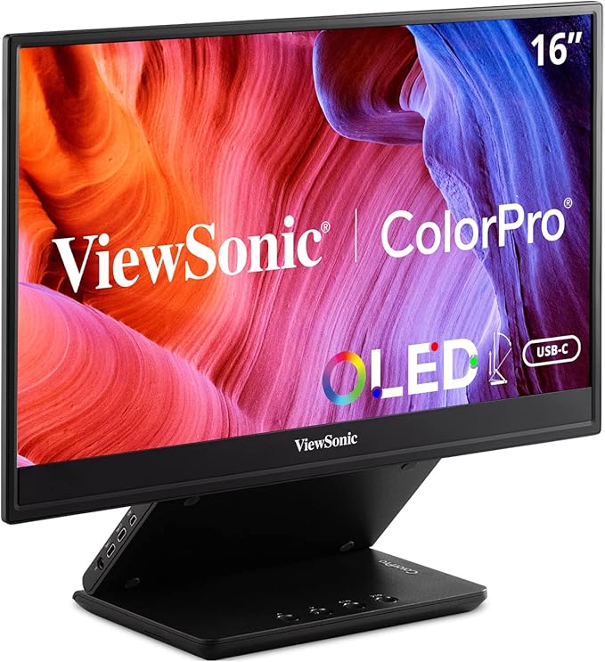 ViewSonic VP16-OLED 15.6 Portable 1080p OLED Monitor with 60W USB-C and mini-HDMI and Ergonomic Stand(Renewed)