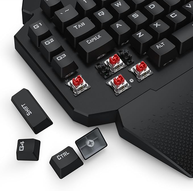 Redragon K758 Wired One-Handed RGB Mechanical Gaming Keyboard 39 Keys Type-C Professional Gaming Keypad w/Upgraded Hot-Swappable Socket 4 Onboard Macro Keys &amp Dedicated Wrist Rest