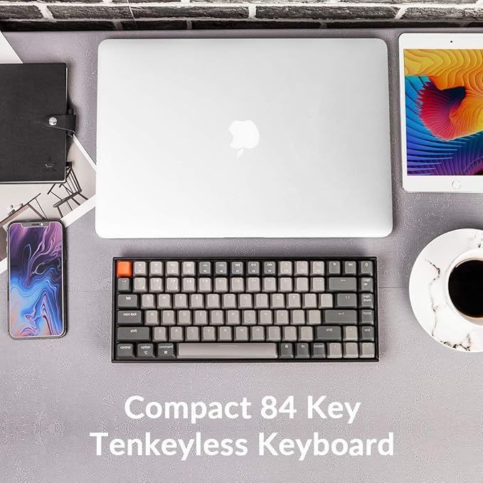 Keychron K2 75% Layout RGB Bluetooth Wireless Mechanical Keyboard with Keychron Super Brown Switch/Anti Ghosting/N-Key Rollover Compact 84 Keys USB Wired Gaming Keyboard for Mac Windows-Version 2