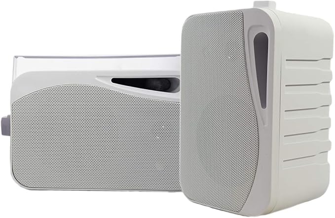 Rockville HP4S Pair 360W 4 Outdoor/Indoor Speakers 4 Ohm Weather-Resistant Swivel Brackets 4 Woofer + 1/2 Tweeter for Home Theater and Patio