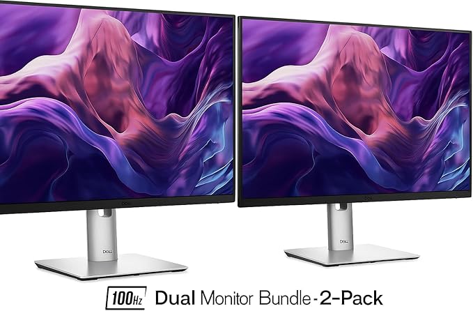 Dell P2425H 24 Inch Monitor 2-Pack – Full HD 1080p IPS Display 100Hz Comfortview Plus USB-C Hub HDMI/DP/VGA – Height Adjustable Ergonomic Stand Eye Care Dual Monitor Bundle for Home &amp Office