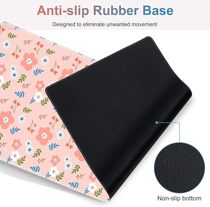 Large Gaming Mouse Pad Set 4 in1 Ergonomics Keyboard Desk Mat with Memory Foam Wrist Rest Computer Extended Game Mousepad Non-Slip Desk Pad Matt Easy Typing Pain Relief I Retro Pastel Style