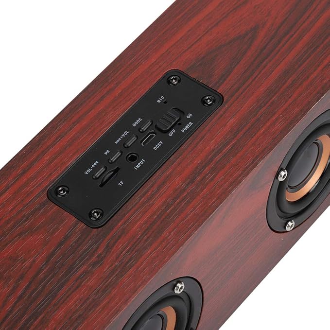 Wooden Bluetooth Speaker 12W TV Computer Speaker Sound with 4 Bass Subwoofer Support Bluetooth AUX TF Card FM(#1)
