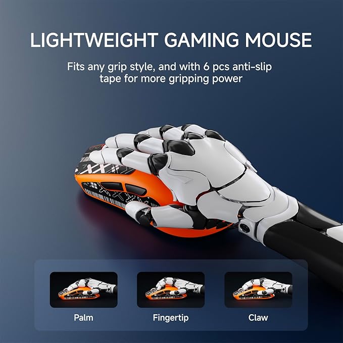 X23Pro Wireless Gaming Mouse 2.4G/BT5.0/USB-C Esports Gaming Mouse 800mAh Rechargeable Lightweight Mouse Gaming 12000 DPI Wireless Mouse with 6 Programmable ButtonsFor Laptop/PC/Mac Orange
