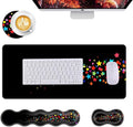 Mouse PadLarge Desk Mat Set 4in1 XL Mousepad + Keyboard Wrist Rest+Mouse Wrist Rest+Coaster with Ergonomic Desk Pad for Home Office Table Computer Cover -Rainbow Stars