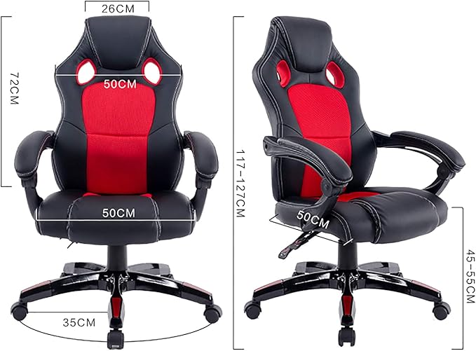 Office Chair Gaming Chair Computer Chair Gaming Chair Racing Office ChairPU Leather Rolling Computer Chair with Thick SeatHeight Adjustable Game Chair High Back Swivel Gamer Chair Recliner